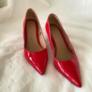 Zara red patent pointy pumps